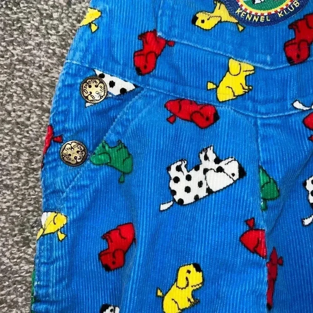 VINTAGE OSHKOSH BGOSH RIBBED PUPPY KENNEL OVERALLS SIZE 12 months